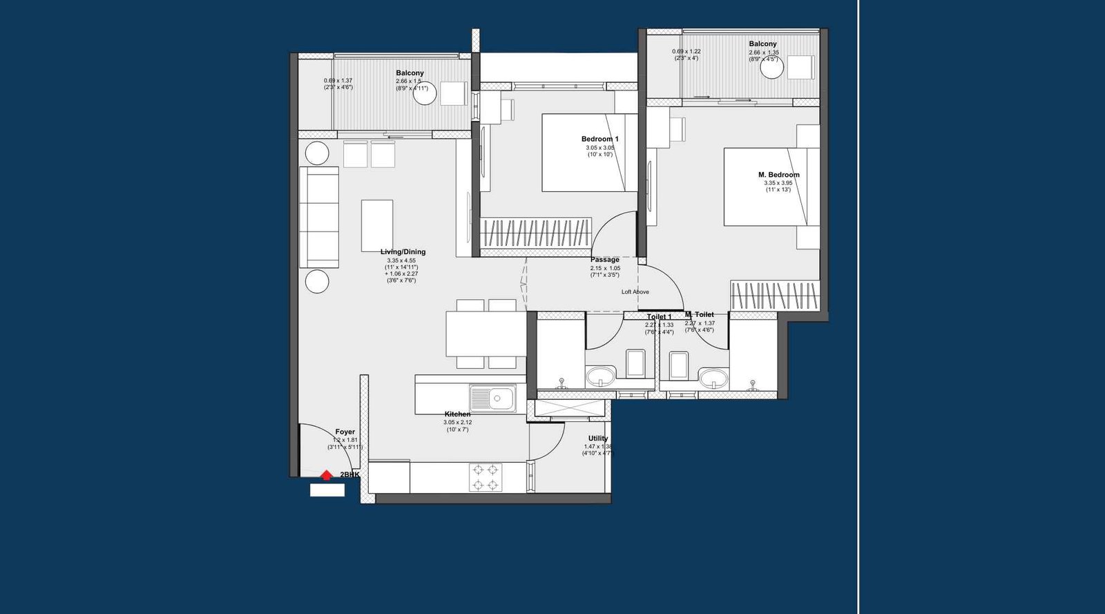 Godrej-Serene-Floor-Plan-2-BHK-Type-2unit-plan-762-sqft