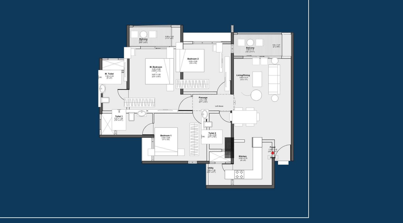 Godrej-Serene-Floor-Plan-3-BHK-unit-plan-947-Sq.ft